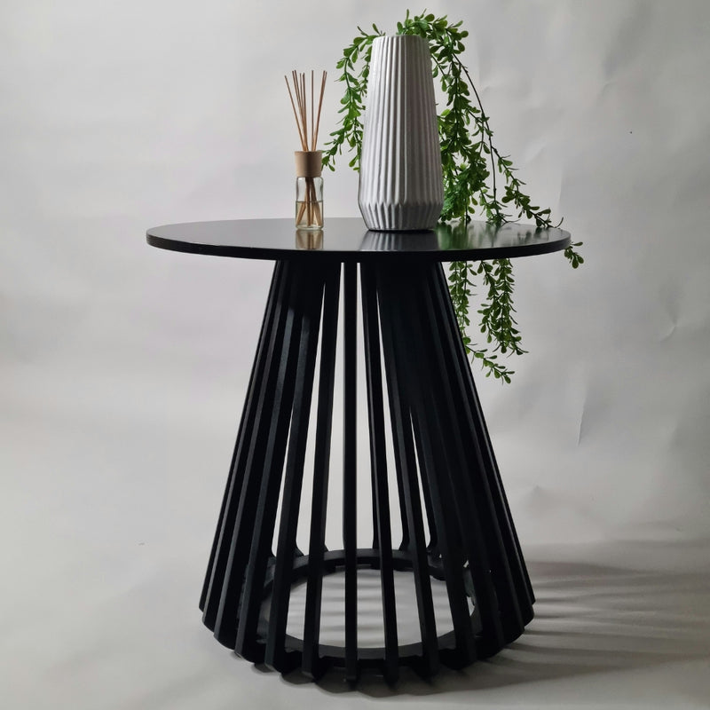 Birch Black Ribbed Side Table - Lighting.co.za