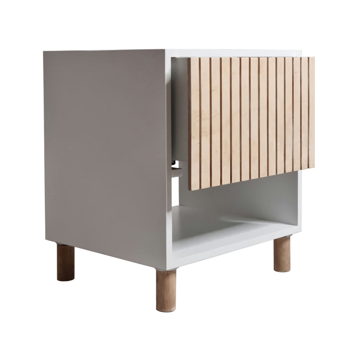 Thendo White and Natural Bedside Table