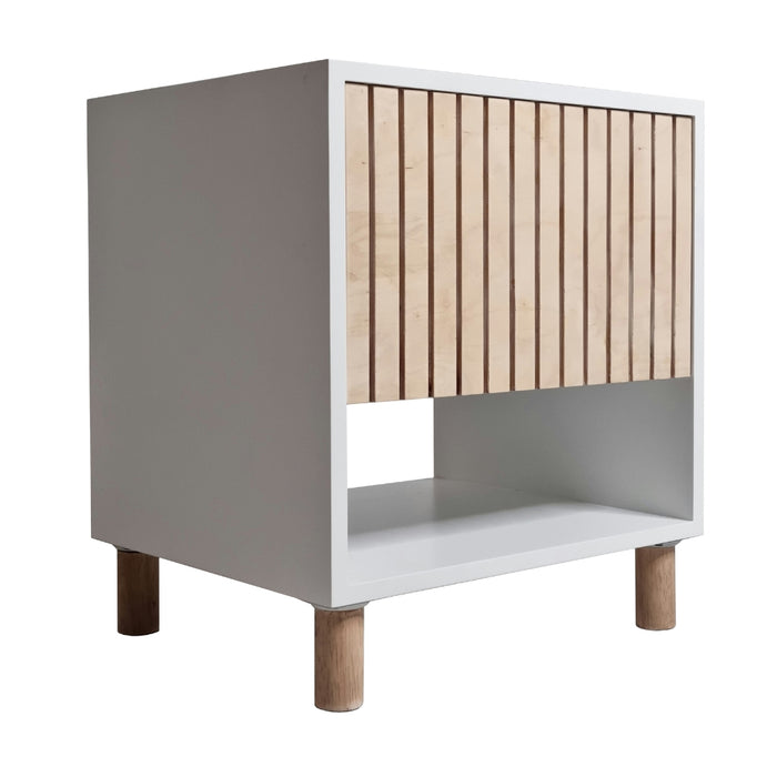 Thendo White and Natural Bedside Table