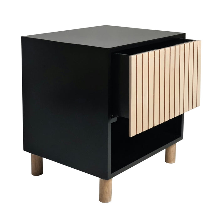 Thendo Black and Natural Bedside Table