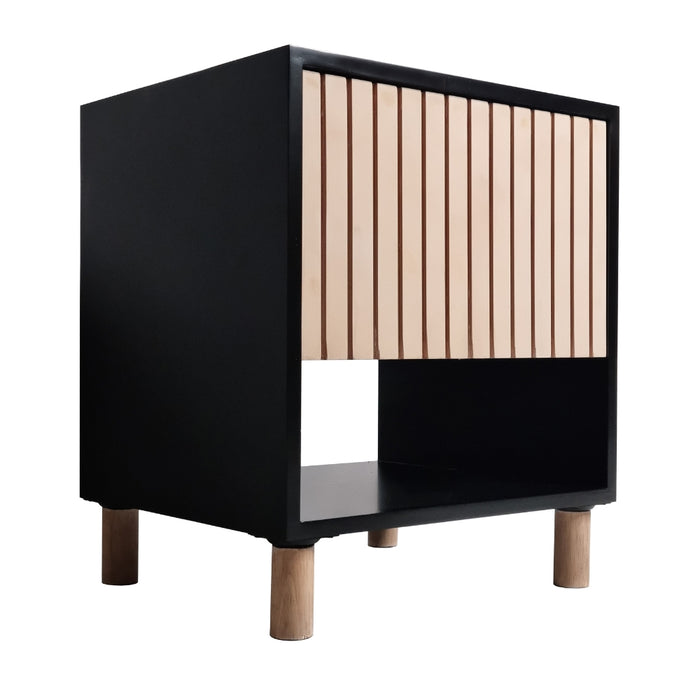 Thendo Black and Natural Bedside Table