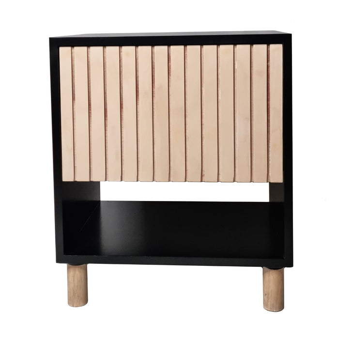 Thendo Black and Natural Bedside Table