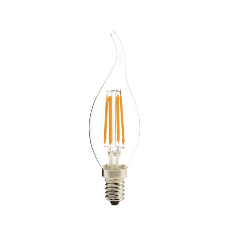 E14 Flame Candle LED Fil Clear 4W 2200K Bulb Dim K - Lighting.co.za