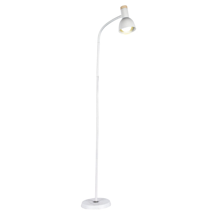 Arc Black or White and Wood Floor Lamp