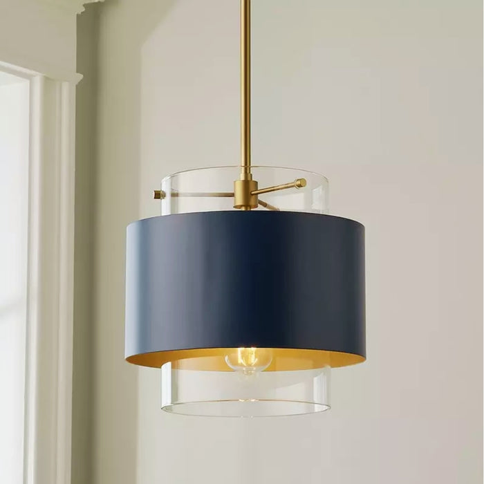 Hailey Large Clear Glass and Black Pendant Light