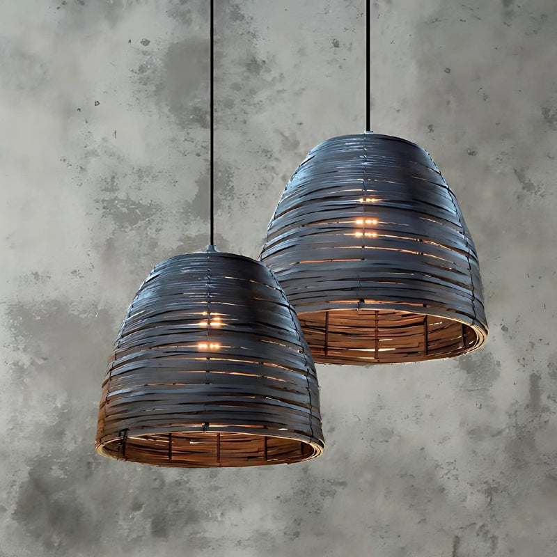 Binling Black Basket Rattan Pendant Light - Lighting.co.za