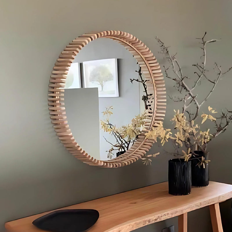 Moremi Round Wood Mirror 3 Sizes - Lighting.co.za