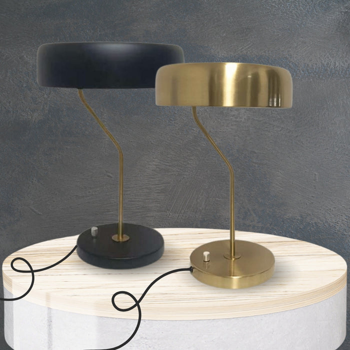 Allegra Black and Brass Look Desk Lamp with USB Charger