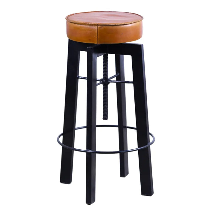 Vintage Vibes Adjustable Height Leather Stool