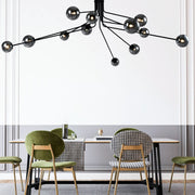 Priya Branch 12 Light Black and Smoke Glass Pendant Light - Lighting.co.za