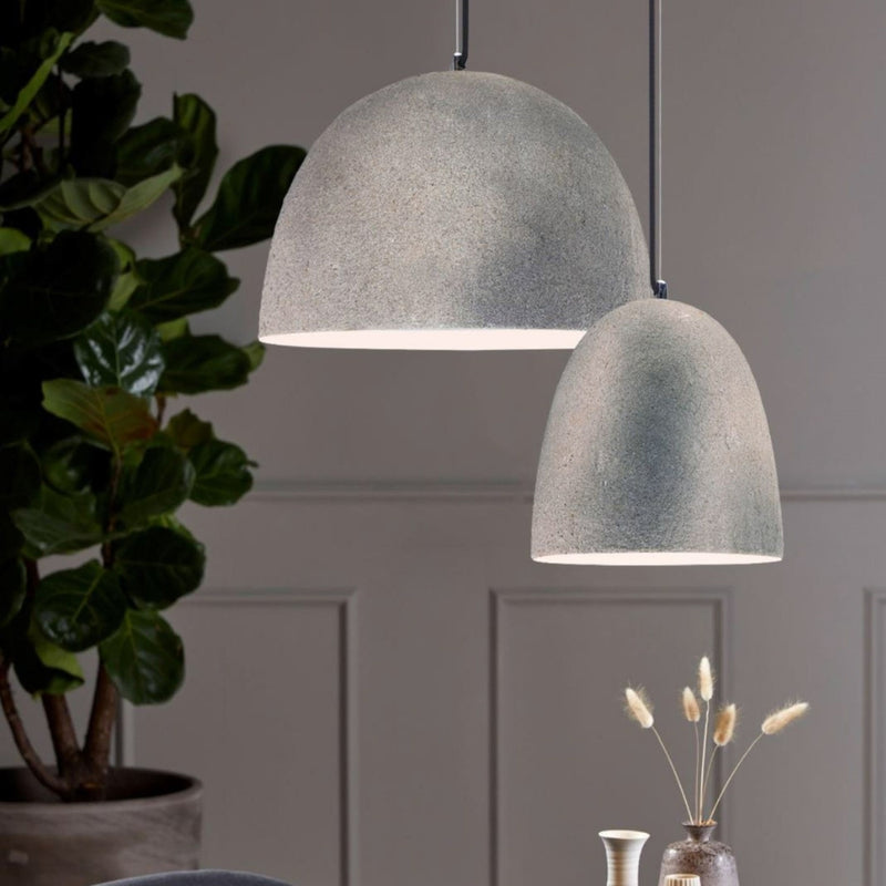 Palma Dome White Grey Metal and Ceramic Pendant Light — Lighting