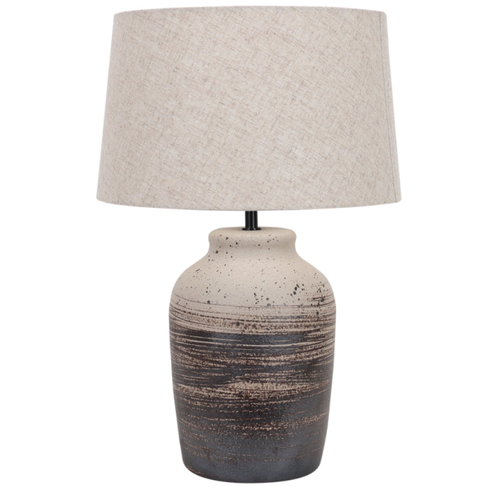 Adore Stone Ceramic and Natural Shade Table Lamp