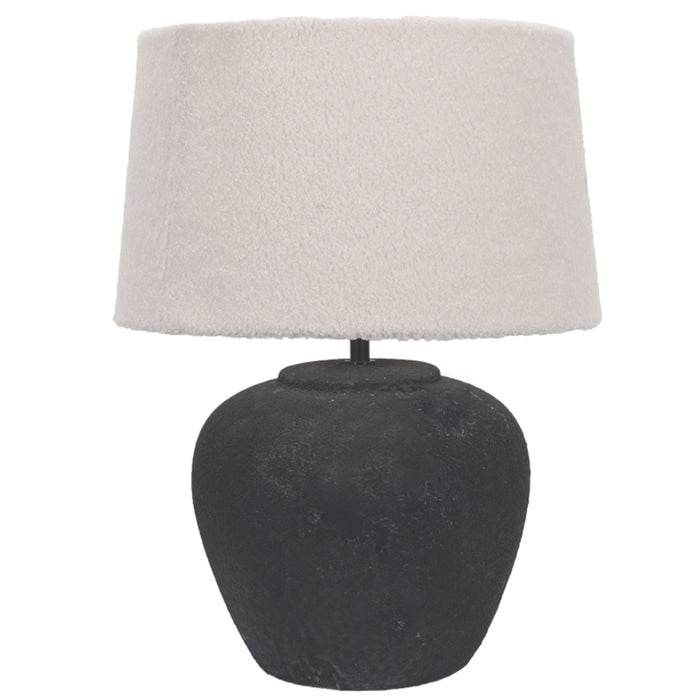 Nala Black Stone and Cream Shade Table Lamp