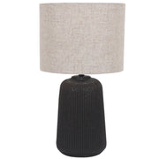 Elin Black Ceramic and Natural Shade Table Lamp - Lamps - Lighting.co.za