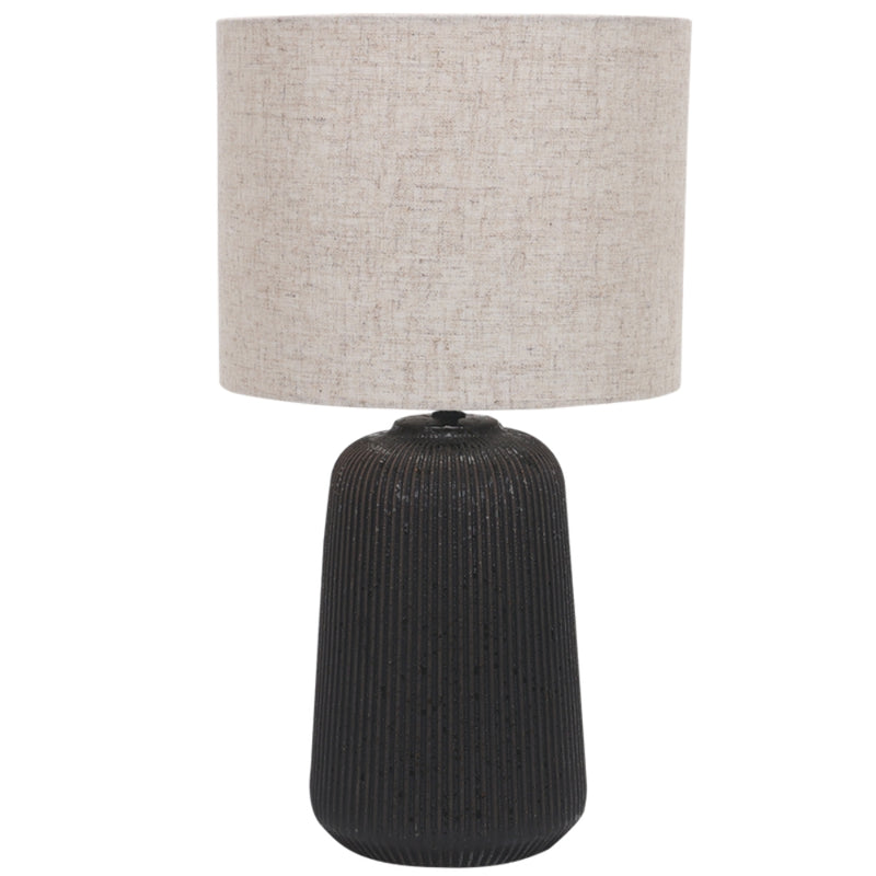 Elin Black Ceramic and Natural Shade Table Lamp - Lighting.co.za