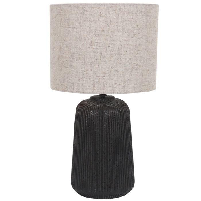 Elin Black Ceramic and Natural Shade Table Lamp