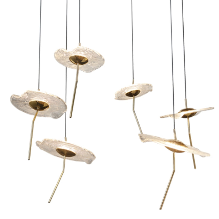 Kenzo 6 | 10 Light Gold And Clear Glass LED Cluster Pendant Light