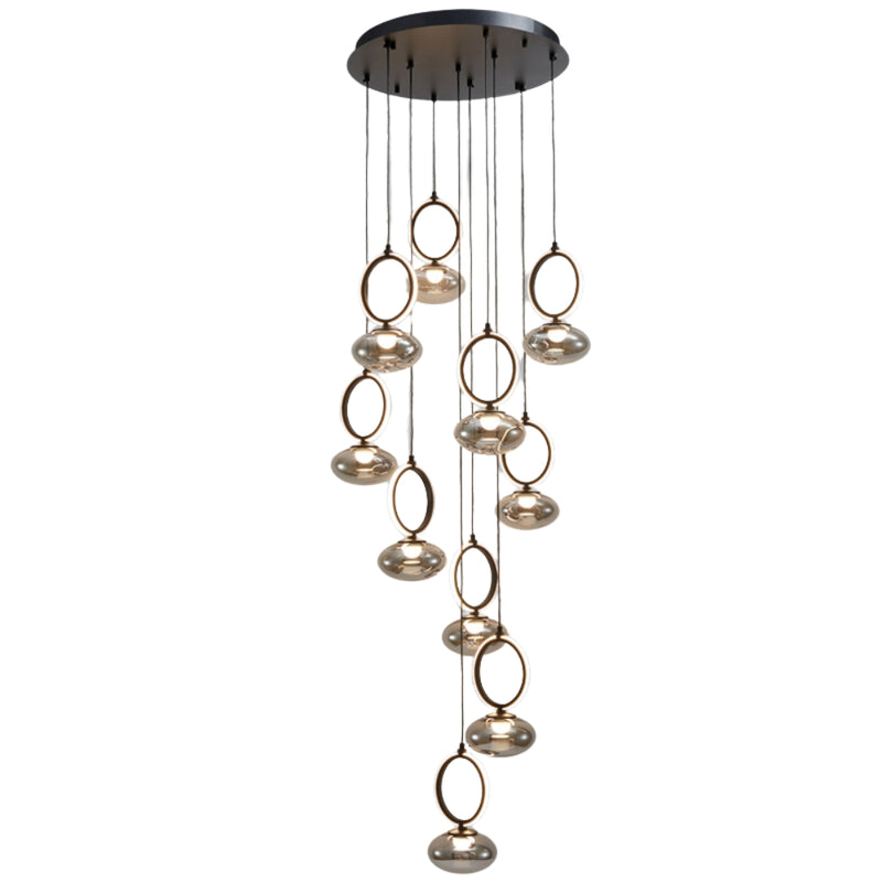 Adair Black And Smoke Glass 10 Light LED Cluster Pendant Light - Lighting.co.za