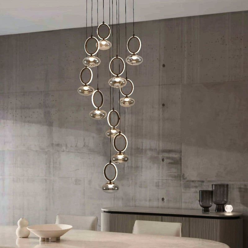 Adair Black And Smoke Glass 10 Light LED Cluster Pendant Light - Lighting.co.za