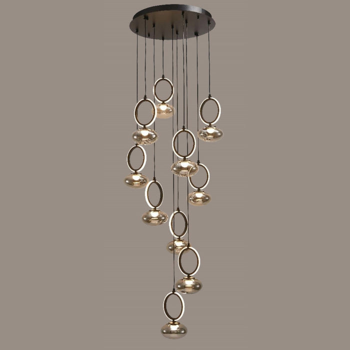 Adair Black And Smoke Glass 10 Light LED Cluster Pendant Light