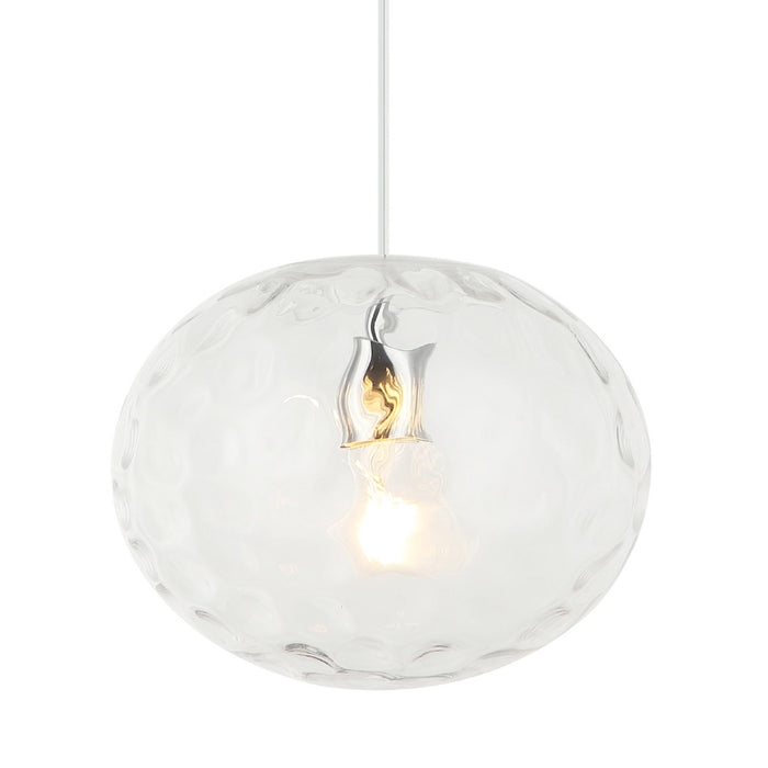 Marina Dimpled Clear Glass and Brass Pendant Light