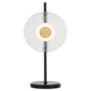 Teo Round LED Glass and Black Table Lamp - Lighting.co.za