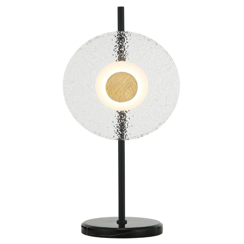 Teo Round LED Glass and Black Table Lamp - Lighting.co.za