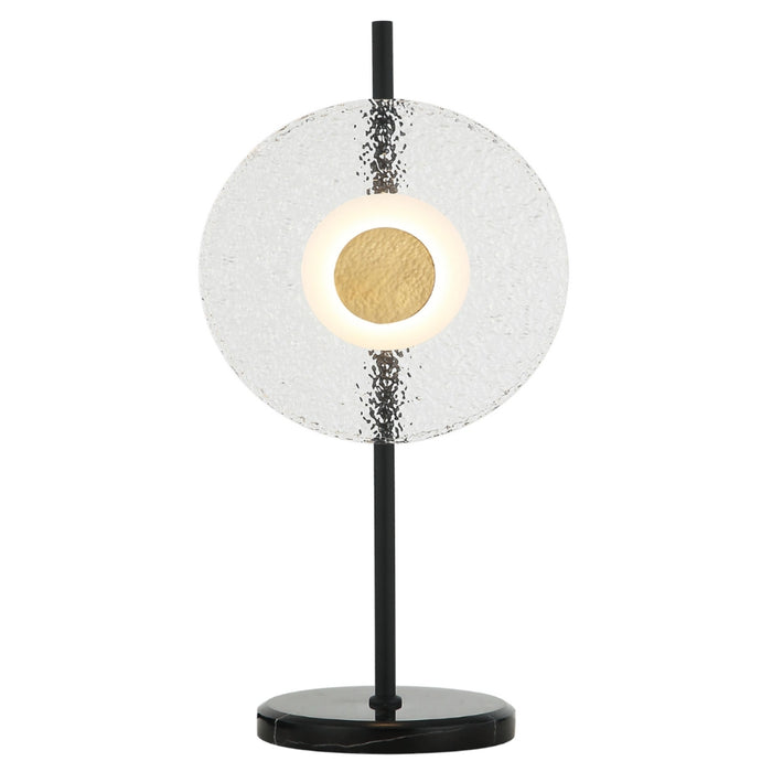 Teo Round LED Glass and Black Table Lamp