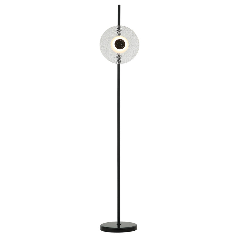 Teo Round LED Glass and Black Floor Lamp - Lighting.co.za