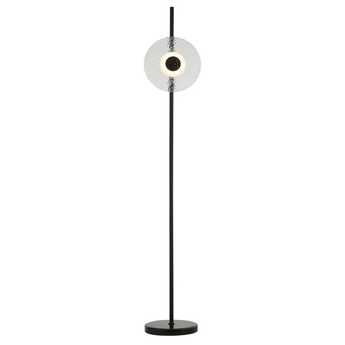 Teo Round LED Glass and Black Floor Lamp