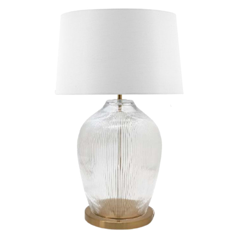 Caprese Clear Glass and White Shade Table Lamp - Lighting.co.za