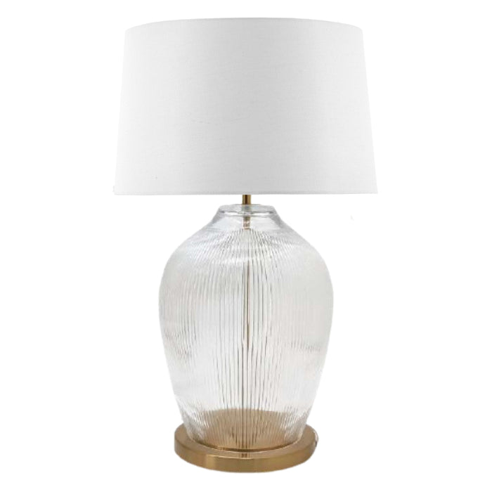 Caprese Clear Glass and White Shade Table Lamp