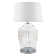 Caprese Clear Glass and White Shade Table Lamp - Lighting.co.za