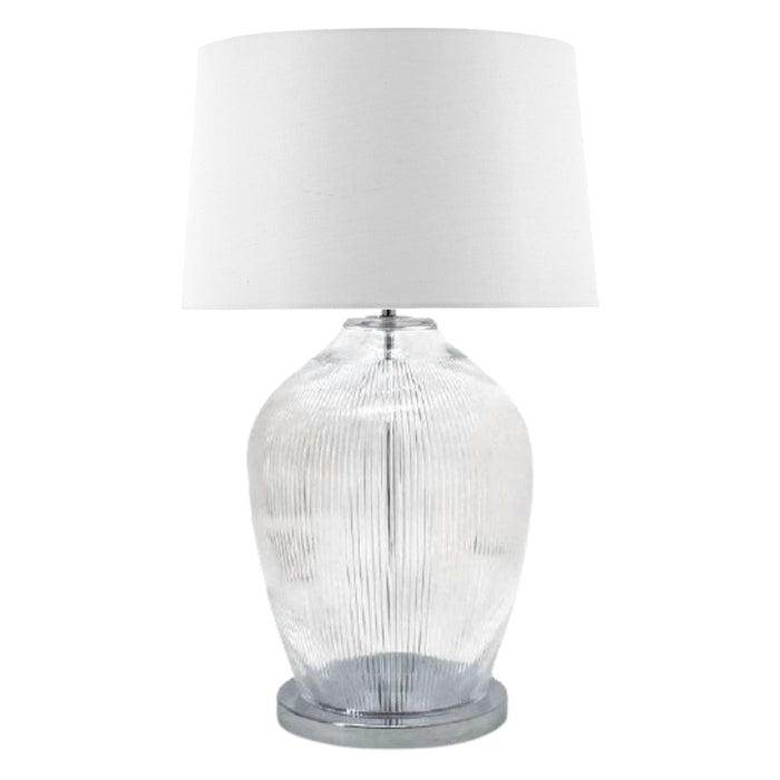 Caprese Clear Glass and White Shade Table Lamp