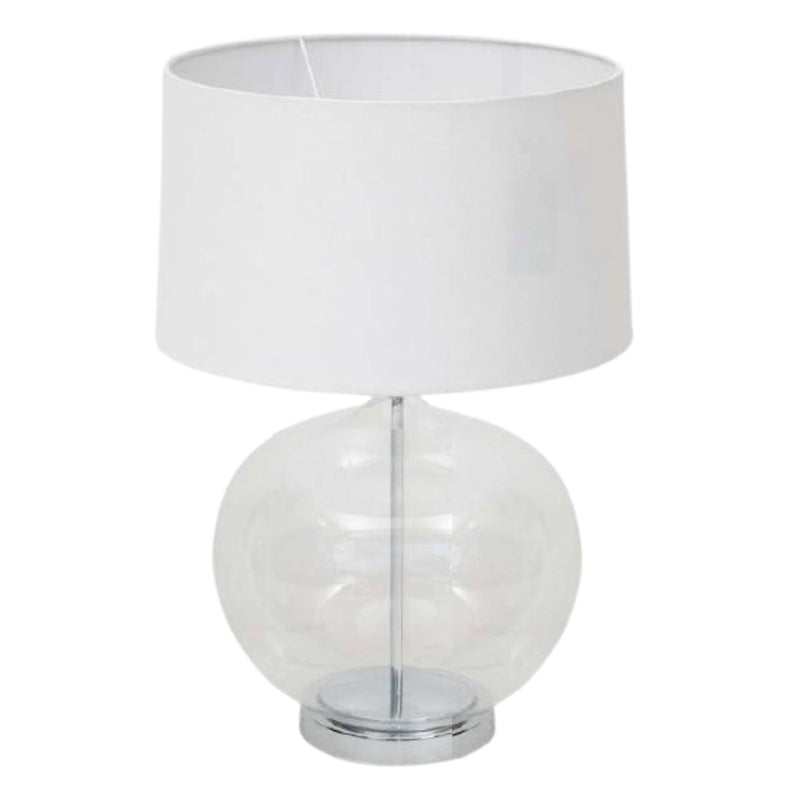 Marino Clear Glass and White Shade Table Lamp - Lighting.co.za