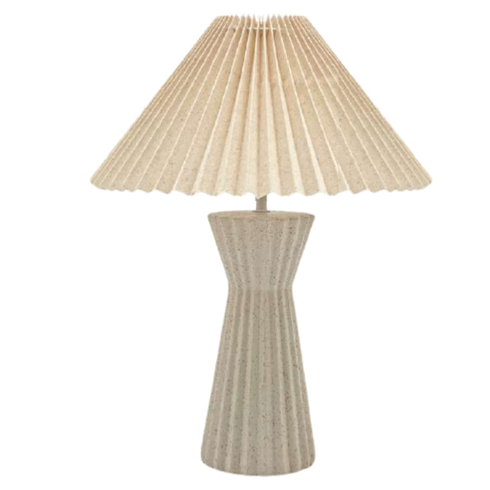 Riga Fluted Natural Table Lamp with Pleated Shade