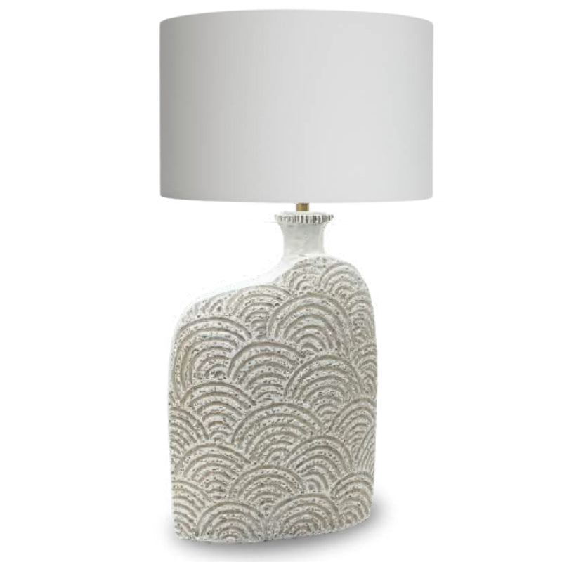 Frances Off White Vase and White Shade Table Lamp - Lighting.co.za