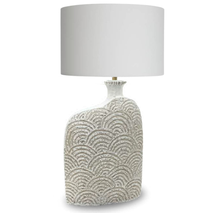 Frances Off White Vase and White Shade Table Lamp