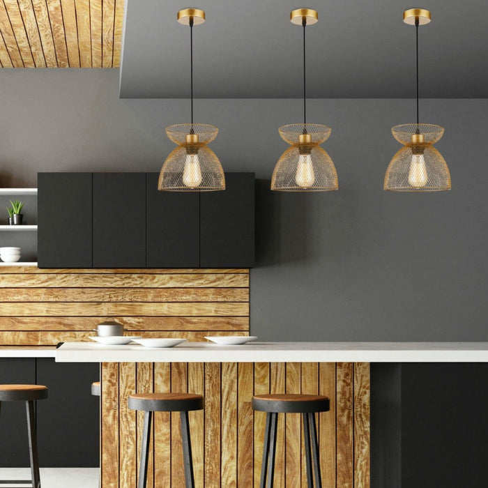 Lucia Gold or Black Mesh Pendant Light