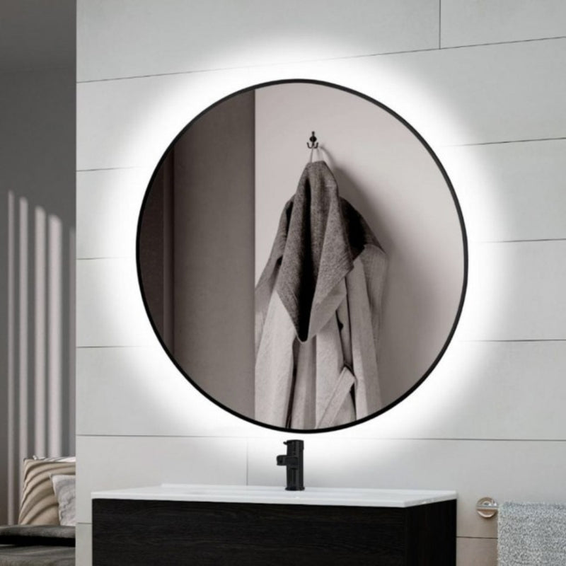 Sharon Round Black Frame Backlit LED Bathroom Mirror - Lighting.co.za