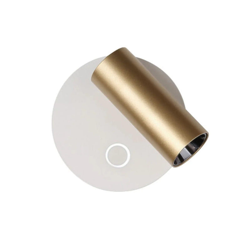 Prince Round Black | White with Gold LED Bedside Reading Wall Light with USB - Lighting.co.za