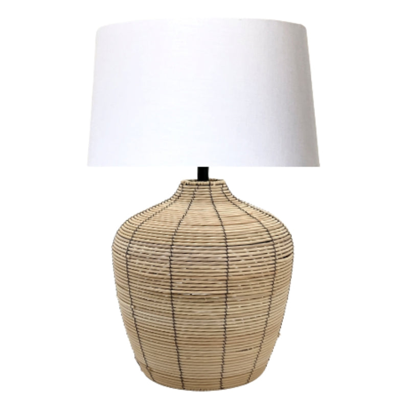 Chili Rattan Cane and White Shade Table Lamp - Lighting.co.za