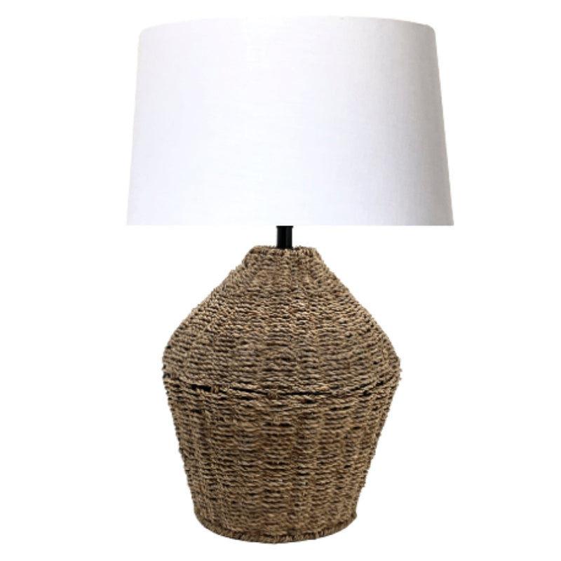 Reed Seagrass and White Shade Table Lamp - Lighting.co.za