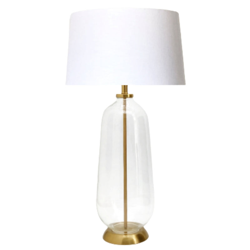 Soda Large Clear Glass and White Shade Table Lamp - Lighting.co.za