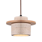 Seattle Travertino and Wooden Disk Pendant Light - Lighting.co.za