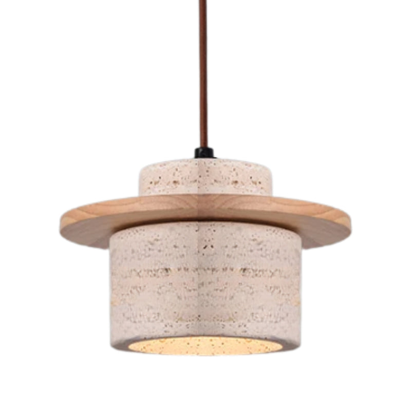 Seattle Travertino and Wooden Disk Pendant Light - Lighting.co.za