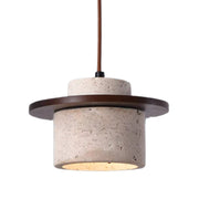 Seattle Travertino and Wooden Disk Pendant Light - Lighting.co.za