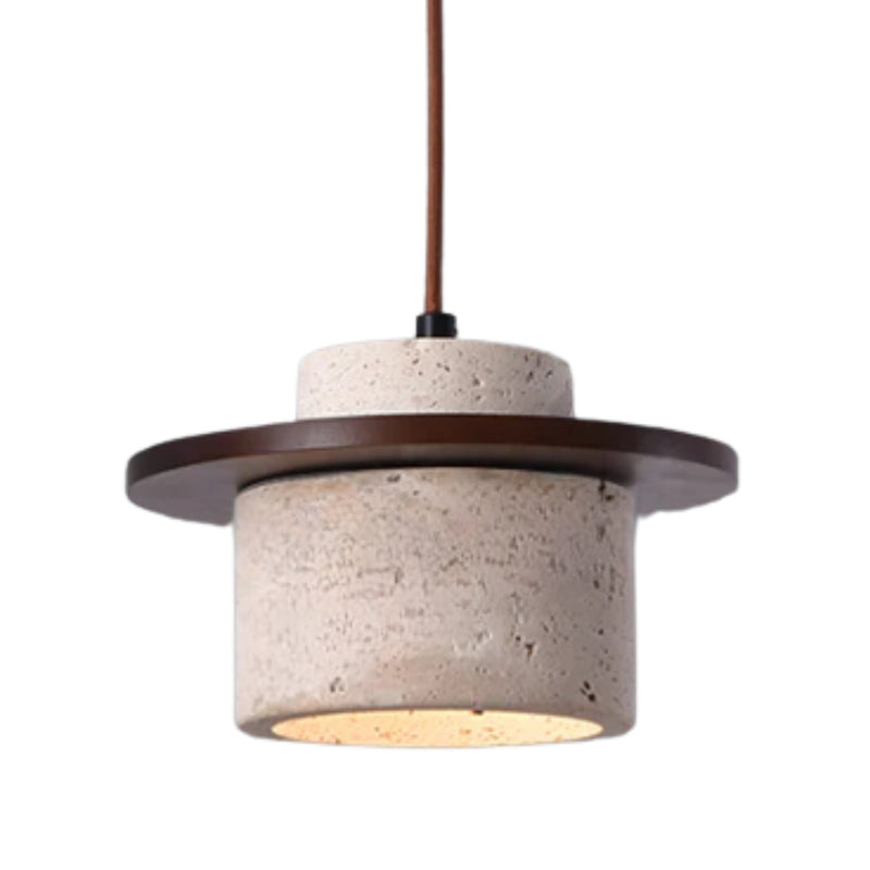 Seattle Travertino and Wooden Disk Pendant Light - Lighting.co.za
