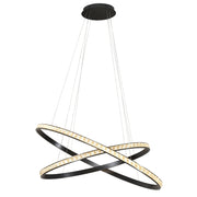 Lustre 2 Ring Black and Crystal LED Oval Pendant Light - Lighting.co.za