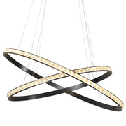 Lustre 2 Ring Black and Crystal LED Oval Pendant Light - Lighting.co.za